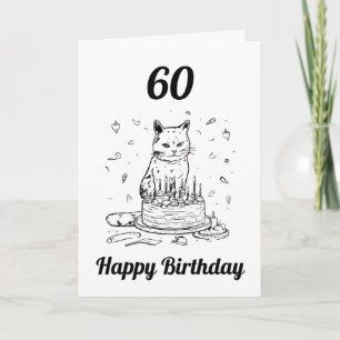 Funny Black and White Cat Husband 60. Geburtstag Karte