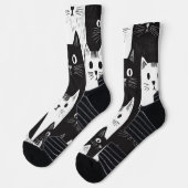 Funny Black and White Cat Pattern Socken (Links)