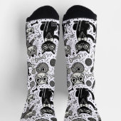 Funny Black and White Cat Pattern Socken (Oben)