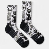 Funny Black and White Cat Pattern Socken (Rechts)