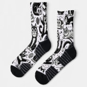 Funny Black and White Cat Pattern Socken (Links)