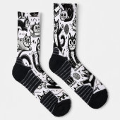 Funny Black and White Cat Pattern Socken (Rechts)