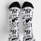 Funny Black and White Cat Pattern Socks Katzenlieb Socken (Oben)