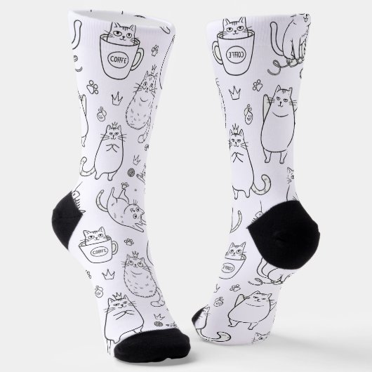Funny Black and White Cat Pattern Socks Socken (Gewinkelt)
