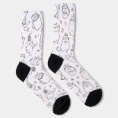 Funny Black and White Cat Pattern Socks Socken (Rechts)