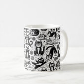 Funny Black and White Cat Pattern Tasse (VorderseiteRechts)