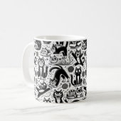 Funny Black and White Cat Pattern Tasse (Vorderseite Links)