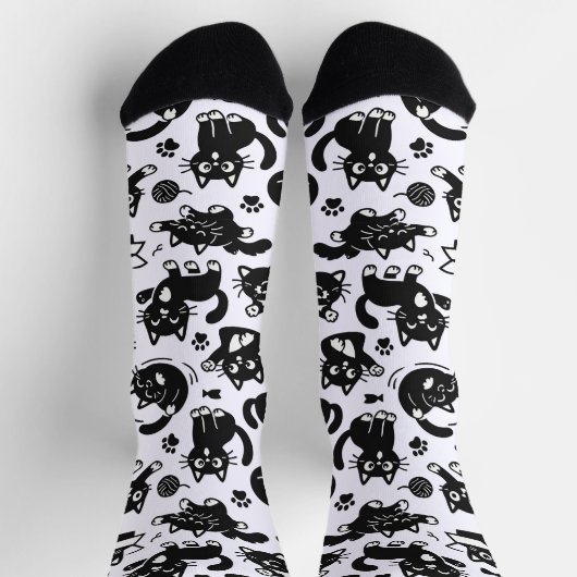 Funny Black and White Cats Pattern Socks Socken (Oben)