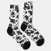 Funny Black and White Cats Pattern Socks Socken (Rechts)
