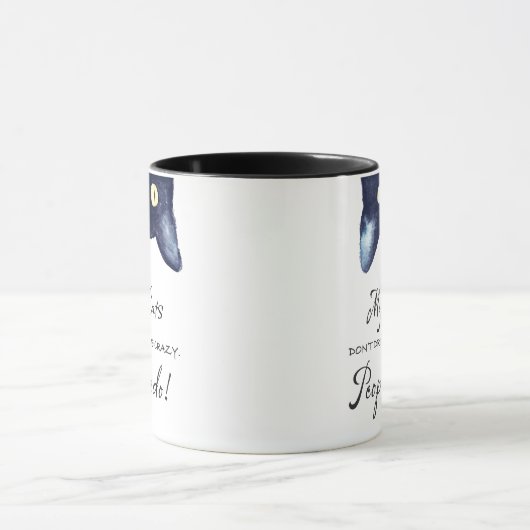 Funny Black and White Crazy Cat Lady Tasse (Zentrum)