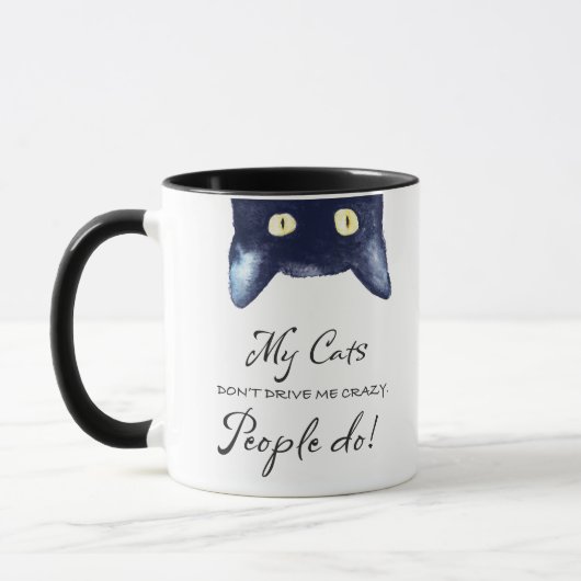 Funny Black and White Crazy Cat Lady Tasse (Links)