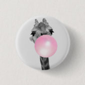 Funny Black and White Giraffe mit Blubble Gum Button (Vorderseite)