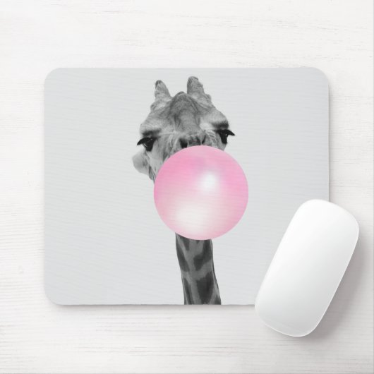 Funny Black and White Giraffe mit Blubble Gum Mousepad (Mit Mouse)