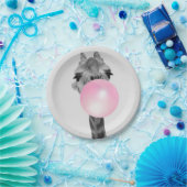 Funny Black and White Giraffe mit Blubble Gum Pappteller (Party)
