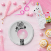 Funny Black and White Giraffe mit Blubble Gum Pappteller (Party)