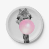 Funny Black and White Giraffe mit Blubble Gum Pappteller (Vorderseite)