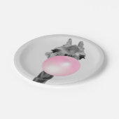 Funny Black and White Giraffe mit Blubble Gum Pappteller (Schrägansicht)