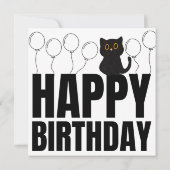 Funny Black and White Happy Birthday Black Cat Karte (Rückseite)
