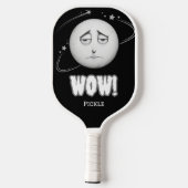 Funny Black and white Moon face Pickleball Schläger (Rückseite)