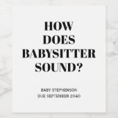 Funny Black and White Pregnancy Babysitter benötig Weinetikett (Einzelnes Label)