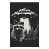 Funny Black and White Space Raccoon UFO Poster (Vorderseite)