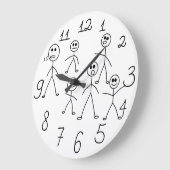 Funny Black and White Stick Man Design Große Wanduhr (Winkel)