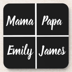 Funny Black and WhiteSqares and Names Getränkeuntersetzer