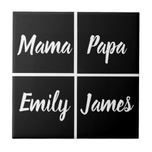 Funny Black and WhiteSqares and Names Square Paper Fliese