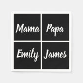 Funny Black and WhiteSqares and Names Square Paper Serviette (Vorderseite)