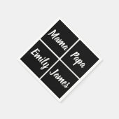 Funny Black and WhiteSqares and Names Square Paper Serviette (Ecke)