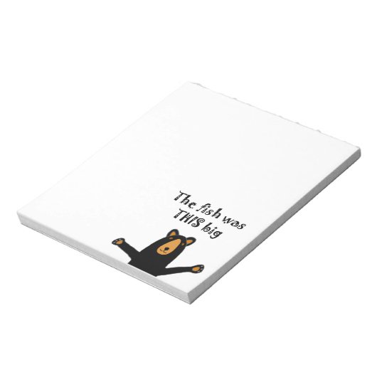 Funny Black Bär Telling Fish Story Notizblock (Rotiert)