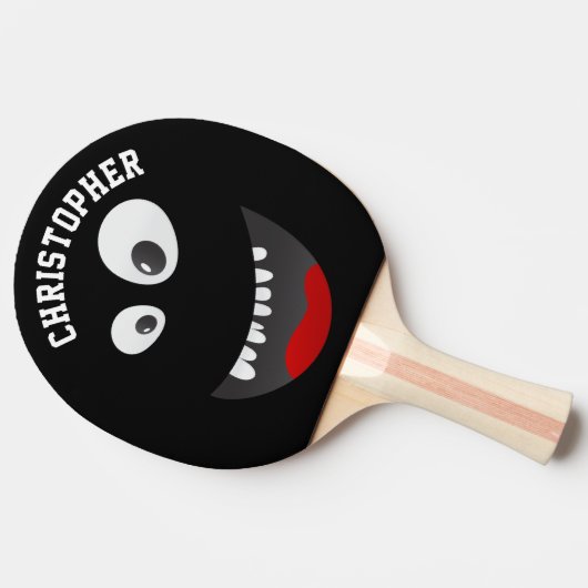 Funny Black Beängstigend Face Novelty Personalisie Tischtennis Schläger (Seitenansicht)