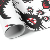 FUNNY BLACK BEÄNGSTIGEND MONSTERS WRAPPING PAPIER GESCHENKPAPIER (Rolleneckpunkt)