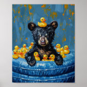 Funny Black Bear Rubber Duck Pool Poster (Vorne)