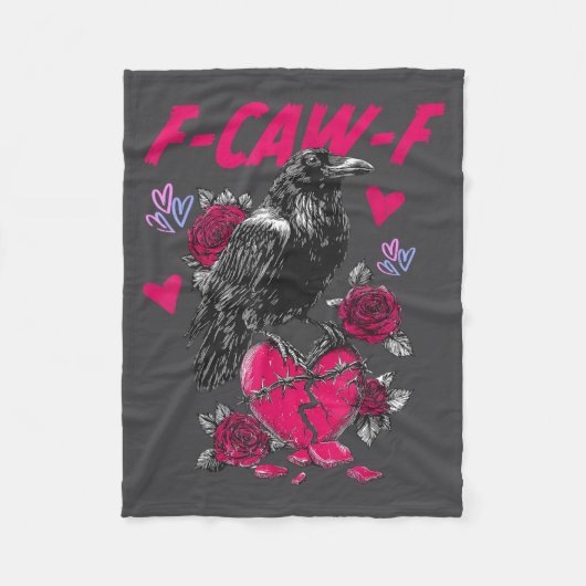Funny Black Bird F-caw-f Anti Valentines Day Singl Fleecedecke (Vorderseite)