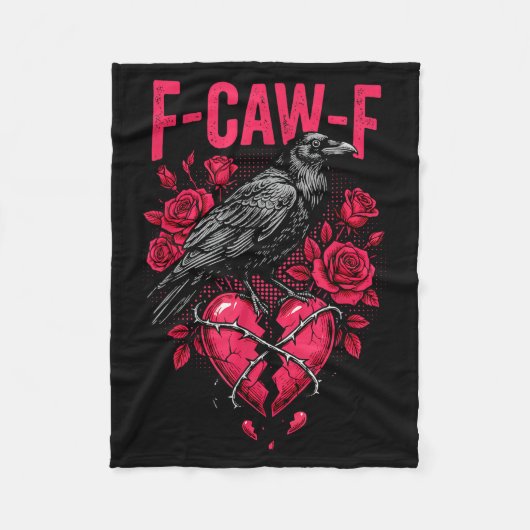 Funny Black Bird F-caw-f Anti Valentines Day Singl Fleecedecke (Vorderseite)