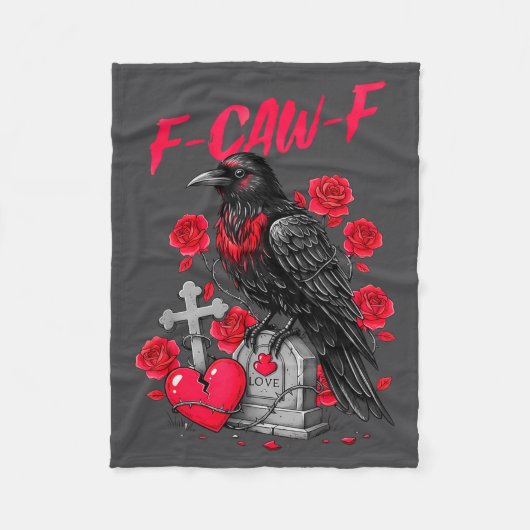 Funny Black Bird F-caw-f Anti Valentines Day Singl Fleecedecke (Vorderseite)