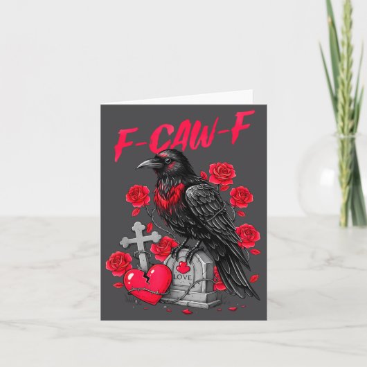 Funny Black Bird F-caw-f Anti Valentines Day Singl Karte (Vorderseite)