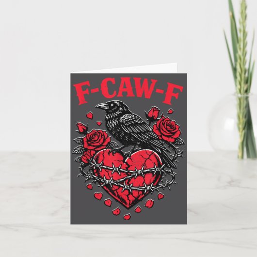 Funny Black Bird F-caw-f Anti Valentines Day Singl Karte (Vorderseite)
