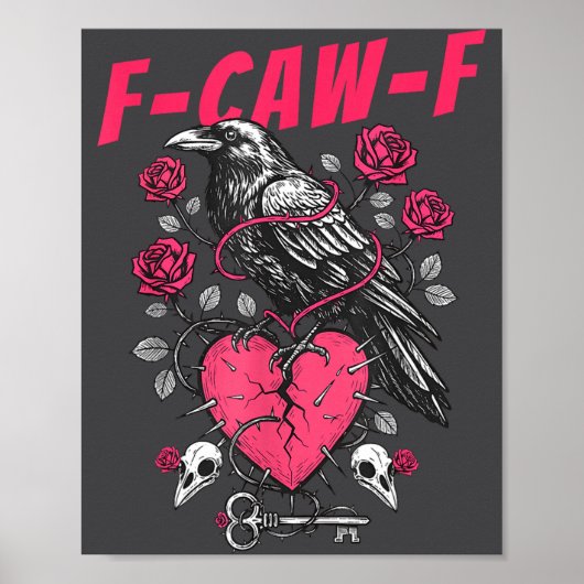 Funny Black Bird F-caw-f Anti Valentines Day Singl Poster (Vorne)