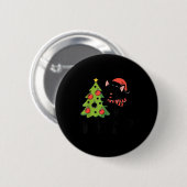 Funny Black Ca Pushing Christmas Tree Over Cat Wha Button (Vorne & Hinten)