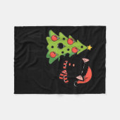 Funny Black Ca Pushing Christmas Tree Over Cat Wha Fleecedecke (Vorderseite (Horizontal))