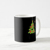 Funny Black Ca Pushing Christmas Tree Over Cat Wha Kaffeetasse (VorderseiteRechts)
