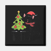 Funny Black Ca Pushing Christmas Tree Over Cat Wha Magnet (Vorne)