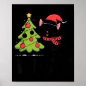 Funny Black Ca Pushing Christmas Tree Over Cat Wha Poster (Vorne)