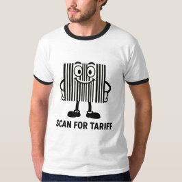 Funny Black Cartoon Barcode Tariff Scan Graphic T-Shirt
