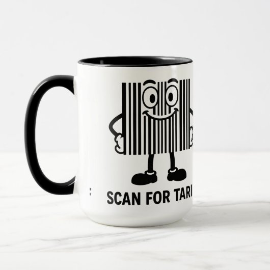 Funny Black Cartoon Barcode Tariff Scan Graphic Tasse (Links)