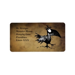 Funny Black Cartoon Crow Adressaufkleber