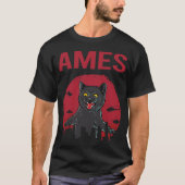 Funny Black Cat Ames T-Shirt (Vorderseite)