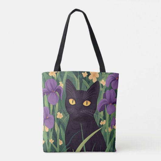 Funny Black cat and Beautiful Flower Tasche (Rückseite)
